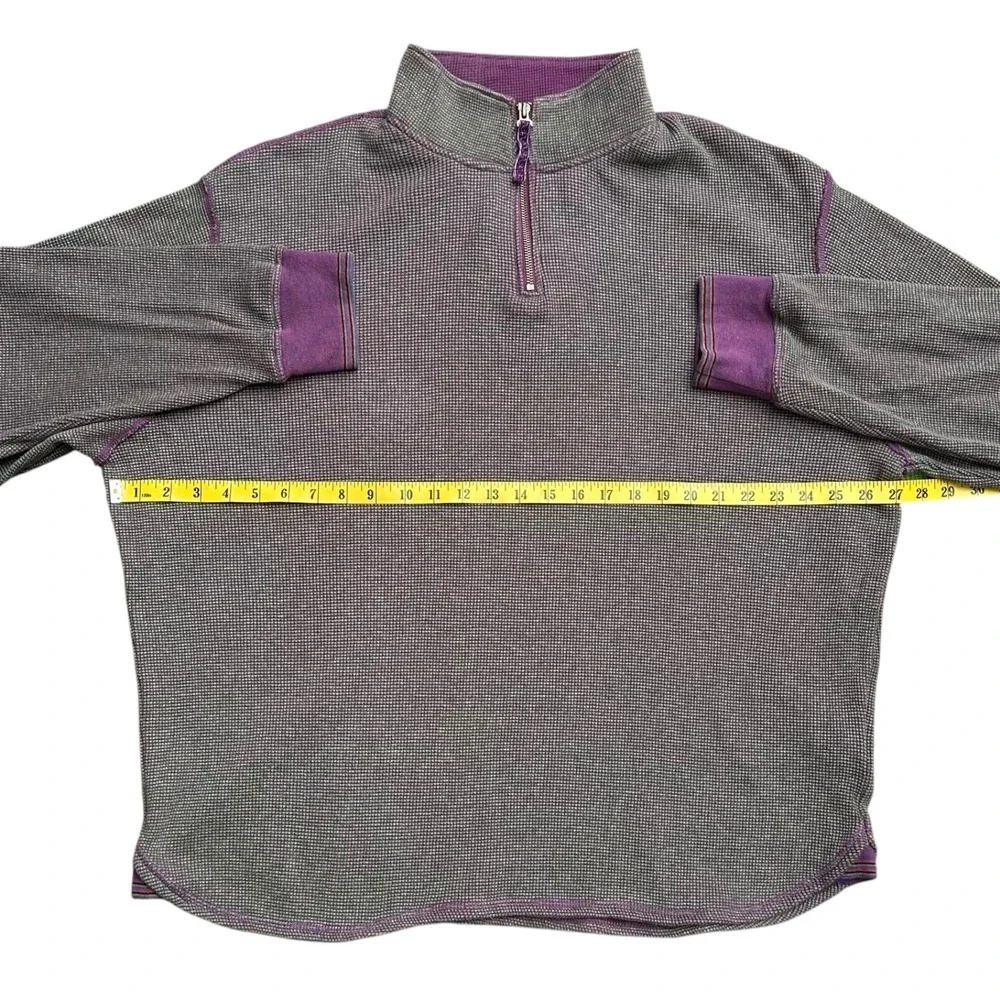 Robert Graham Mens XL Waffle Knit Quarter Zip Pullover Sweater Purple Green